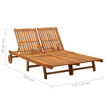 Chaise Longue 2 Places Bois D'acacia Massif Marron chaise longue pour 2 personnes 1
