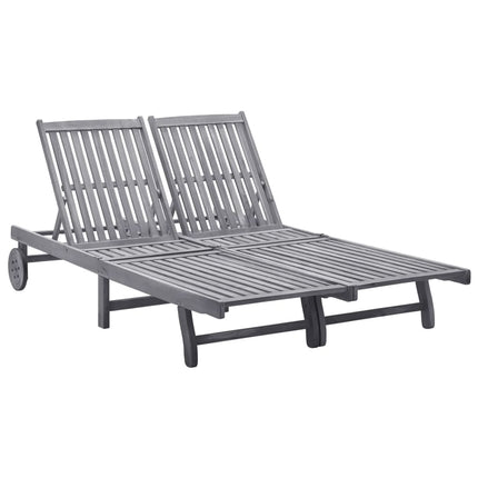 Chaise Longue 2 Places Bois D'acacia Massif Gris chaise longue pour 2 personnes 1