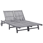 Chaise Longue 2 Places Bois D'acacia Massif Gris chaise longue pour 2 personnes 1