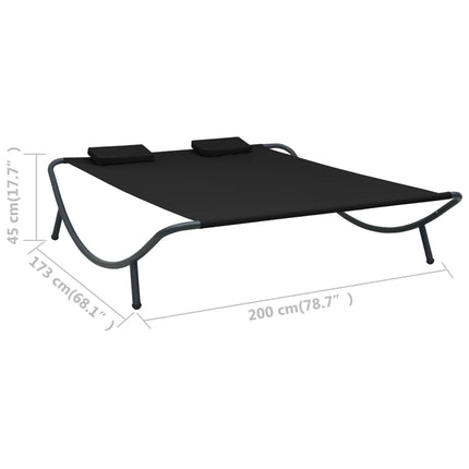 Chaise longue d'extérieur tissu noir