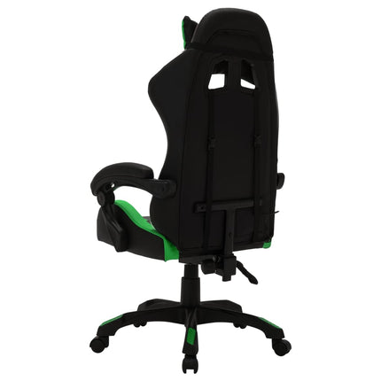 Fauteuil de jeux vidéo avec LED RVB Vert et noir Similicuir