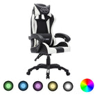 Fauteuil de jeux vidéo avec LED RVB Blanc et noir Similicuir