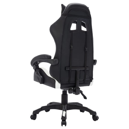 Fauteuil de jeux vidéo avec LED RVB Blanc et noir Similicuir