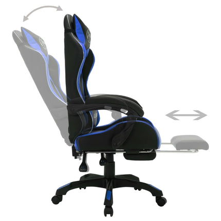 Fauteuil de jeux vidéo avec LED RVB Bleu et noir Similicuir