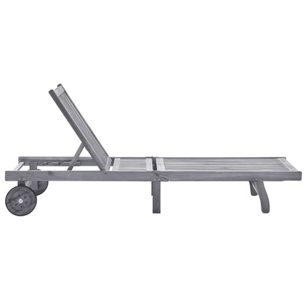 Chaise longue de jardin avec coussin Gris Bois d'acacia solide