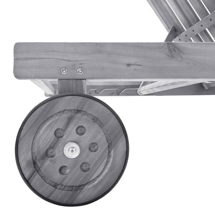 Chaise longue de jardin avec coussin Gris Bois d'acacia solide