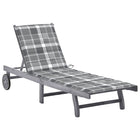 Chaise longue de jardin avec coussin Gris Bois d'acacia solide