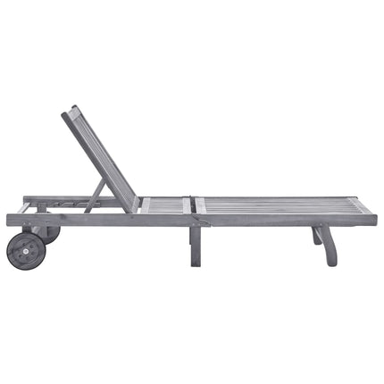 Chaise longue de jardin avec coussin Gris Bois d'acacia solide