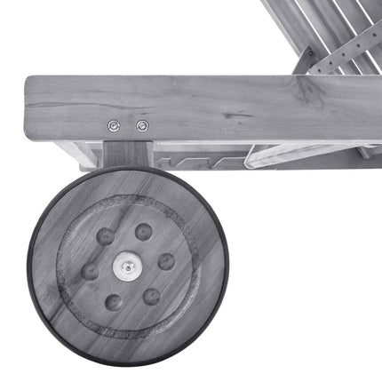 Chaise longue de jardin avec coussin Gris Bois d'acacia solide