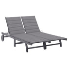 Chaise longue de jardin 2 places avec coussin Gris Acacia