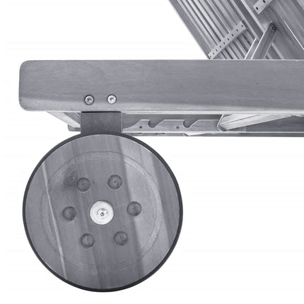 Chaise longue de jardin 2 places avec coussin Gris Acacia