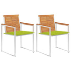Chaises De Jardin Avec Coussins Lot De 2 Acacia Solide Et Acier Vert vif 1