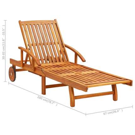 Chaise longue de jardin avec coussin Bois d'acacia solide