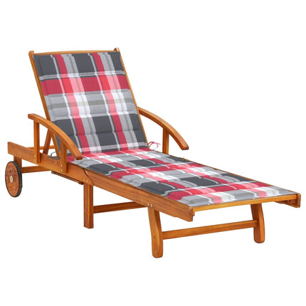 Chaise longue de jardin avec coussin Bois d'acacia solide