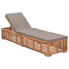 Chaise longue avec coussin gris foncé Bois de teck solide