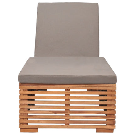 Chaise longue avec coussin gris foncé Bois de teck solide