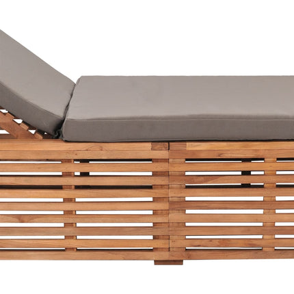 Chaise longue avec coussin gris foncé Bois de teck solide