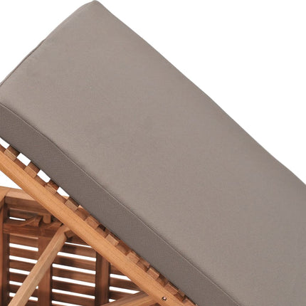 Chaise longue avec coussin gris foncé Bois de teck solide