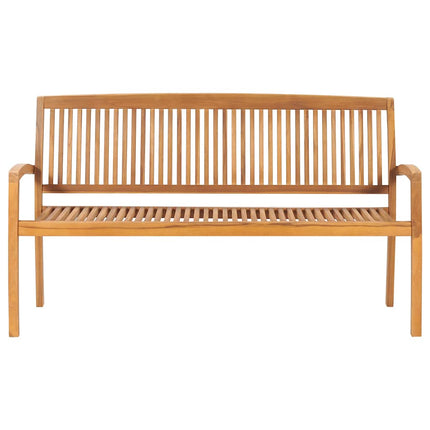 Banc de jardin empilable et coussin 159 cm Bois de teck massif
