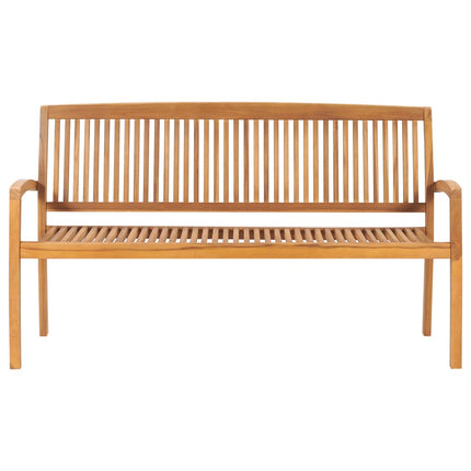 Banc de jardin empilable et coussin 159 cm Bois de teck massif