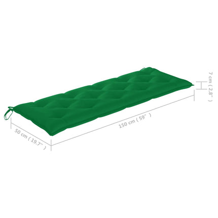 Banc de jardin empilable et coussin 159 cm Bois de teck massif