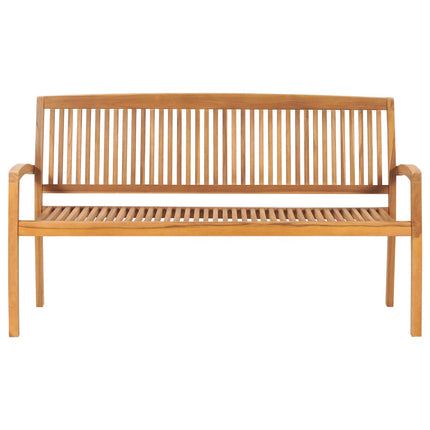 Banc de jardin empilable et coussin 159 cm Bois de teck massif
