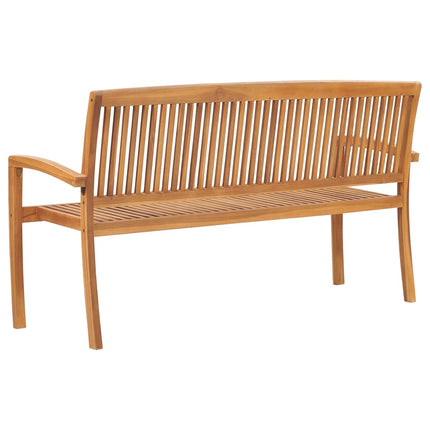 Banc de jardin empilable et coussin 159 cm Bois de teck massif