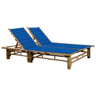 Chaise longue pour 2 personnes avec coussins Bambou