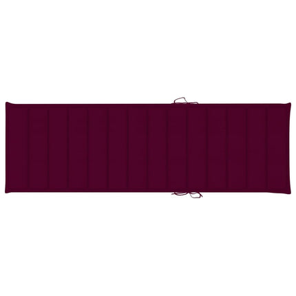 Chaise longue avec coussin bordeaux Bois de pin imprégné