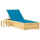Chaise longue de jardin avec table et coussin Pin imprégné