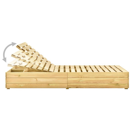 Chaise longue double et coussins beige Bois de pin imprégné