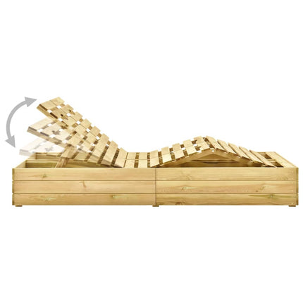 Chaise longue double et coussins taupe Bois de pin imprégné