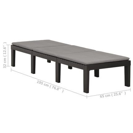 Chaise longue avec coussin Plastique Anthracite