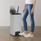 Poubelle à pédale anti-empreinte 30 L Argenté Acier inoxydable