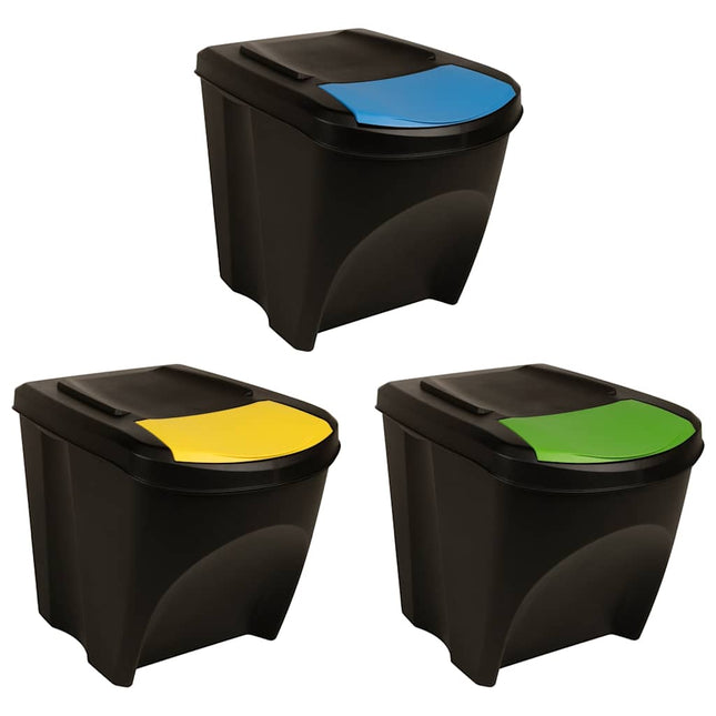 Poubelles empilables 3 pcs Anthracite 75 L