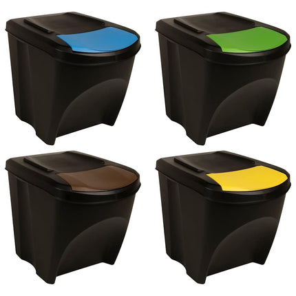 Poubelles empilables 4 pcs Anthracite 100 L
