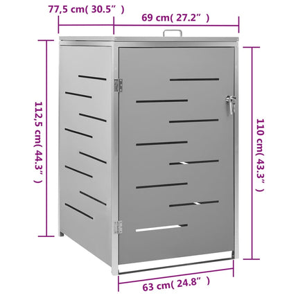 Abri pour poubelle 69x77,5x112,5 cm Inox