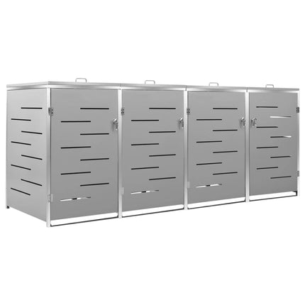Abri pour quatre poubelles 276,5x77,5x112,5 cm Inox