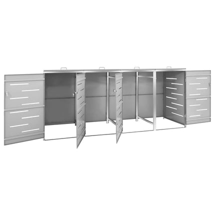 Abri pour quatre poubelles 276,5x77,5x112,5 cm Inox