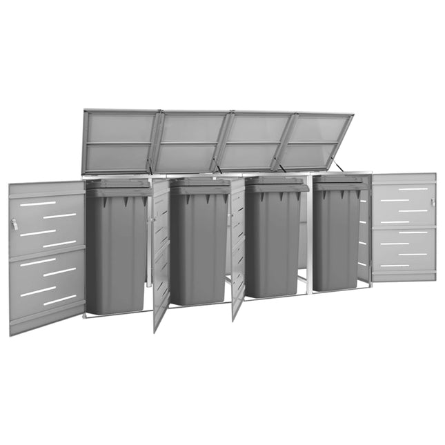 Abri pour quatre poubelles 276,5x77,5x112,5 cm Inox