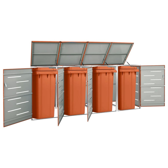 Abri pour quatre poubelles 276,5x77,5x112,5 cm Inox