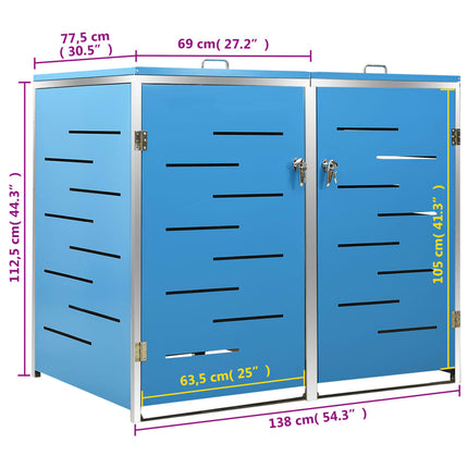 Abri pour deux poubelles 138x77,5x115,5 cm Inox