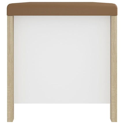 Boîte de rangement et coussin Blanc/chêne 105x40x45cm Aggloméré