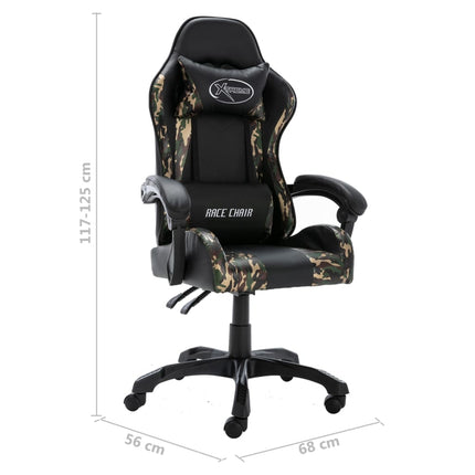 Fauteuil de jeux vidéo Noir et camouflage Similicuir