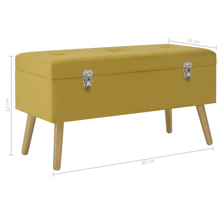 Banc avec compartiment de rangement 80cm Jaune moutarde Velours