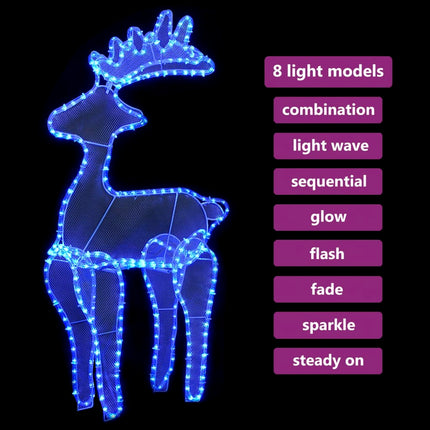 Décoration de Noël de renne avec maille 306 LED 60x24x89 cm