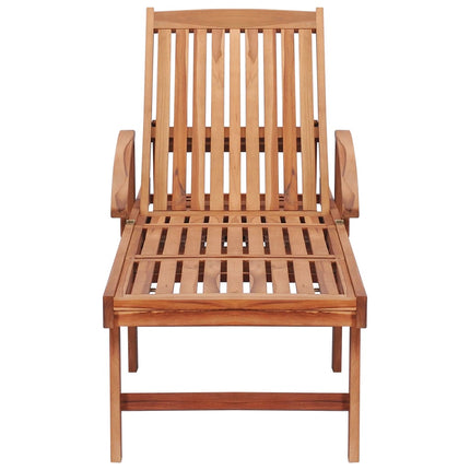 Chaises longues lot de 2 avec coussin beige Bois de teck solide