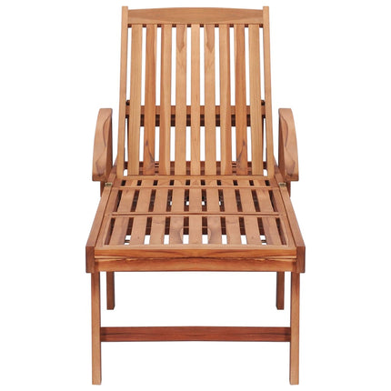 Chaises longues lot de 2 et coussin carreaux rouge Teck solide