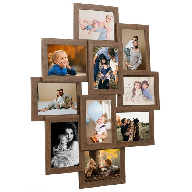 Collage de cadres photo de photo 10x(13x18 cm) Marron clair MDF