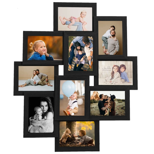 Collage de cadres photo pour photo de 10x(10x15 cm) Noir MDF